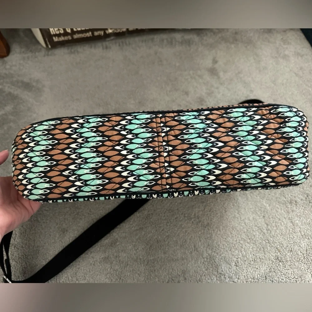 Vera Bradley Laptop Messenger Bag in Sierra Stream Teal and Brown
